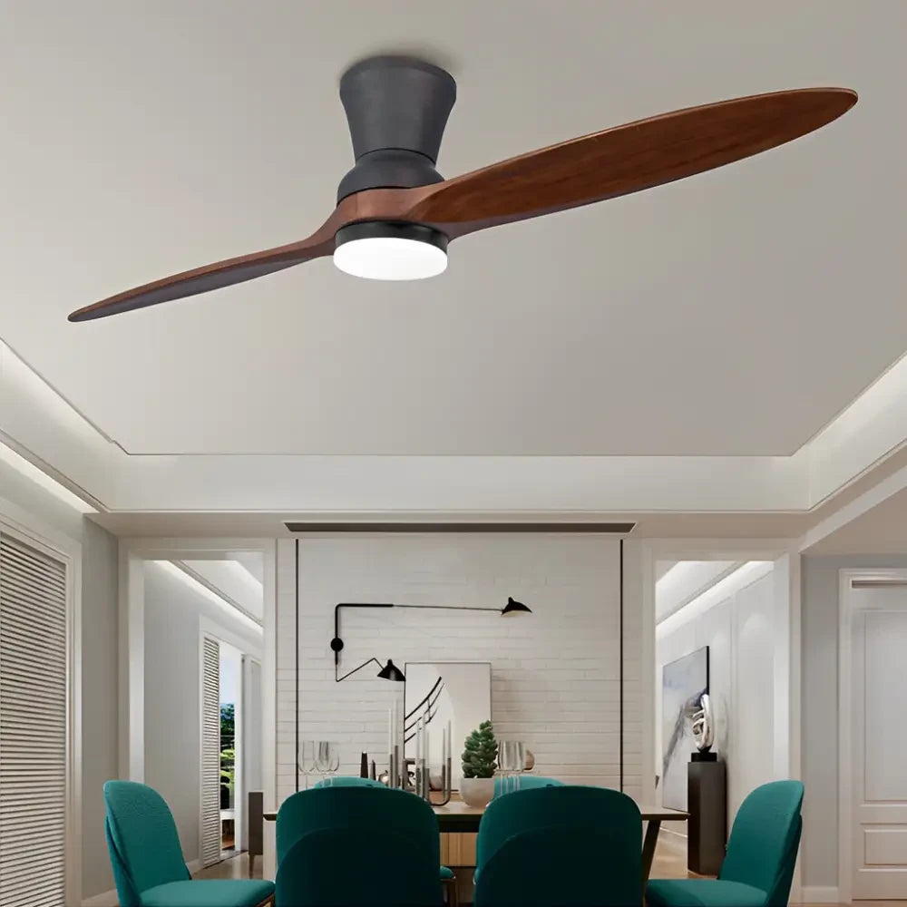 2 Blades Wood LED Ceiling Fan with Remote and Light - Lighting > lights Fans