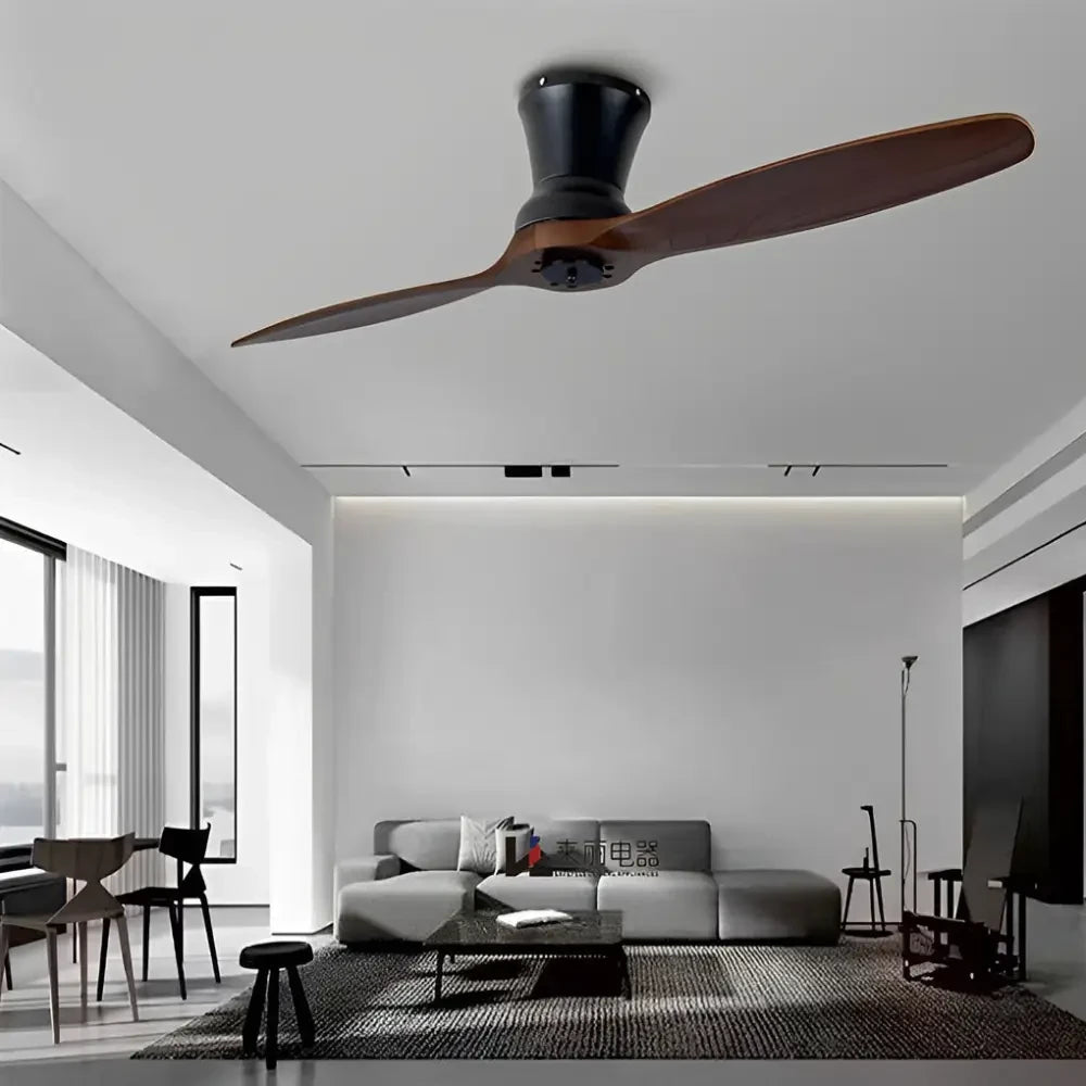 2 Blades Wood LED Ceiling Fan with Remote and Light - Lighting > lights Fans