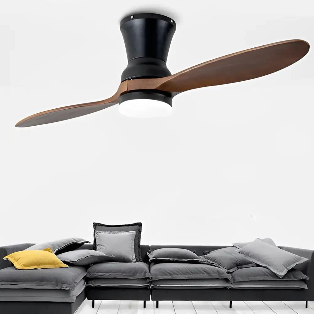 2 Blades Wood LED Ceiling Fan with Remote and Light - Lighting > lights Fans