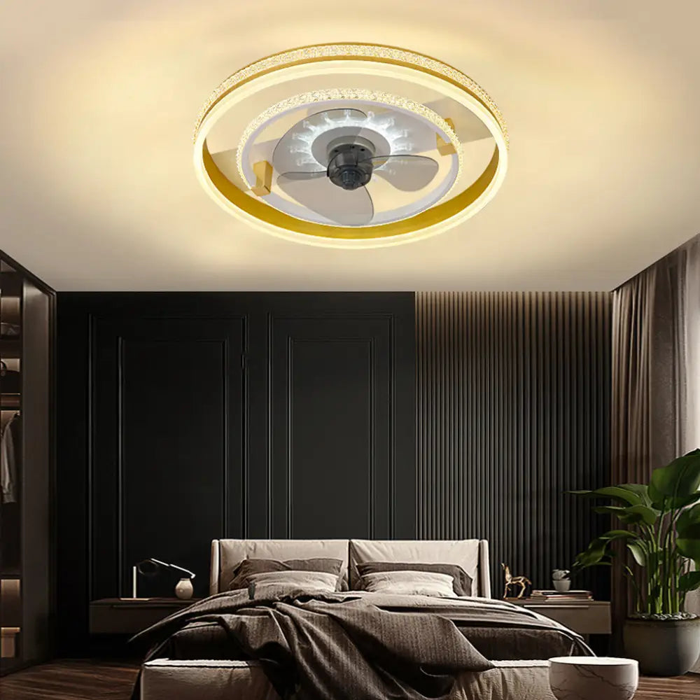 20 Inch Circular LED Modern Flush Mount Ceiling Fan Lamp - Lighting > lights Fans