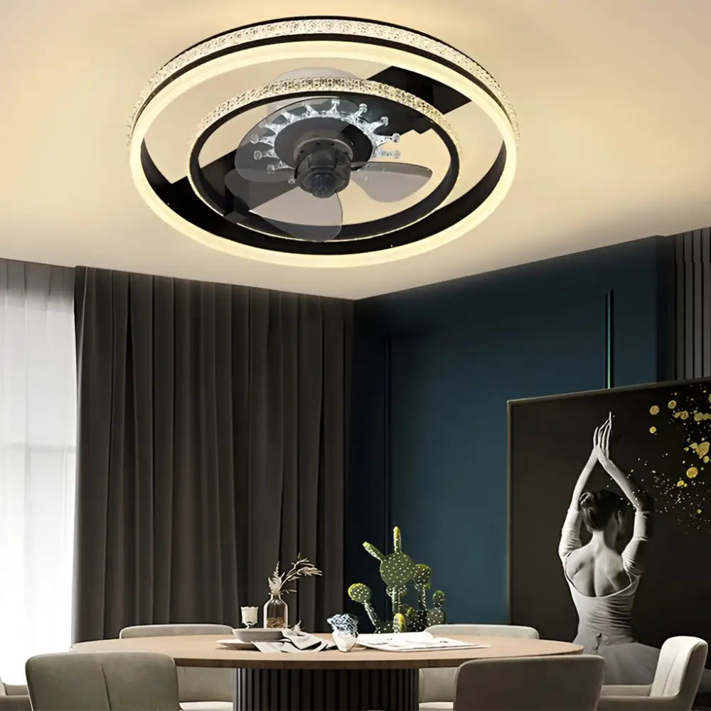 20 Inch Circular LED Modern Flush Mount Ceiling Fan Lamp - Lighting > lights Fans