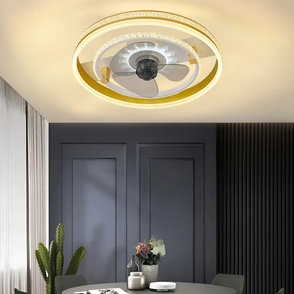 20 Inch Circular LED Modern Flush Mount Ceiling Fan Lamp - Lighting > lights Fans