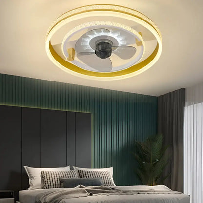 20 Inch Circular LED Modern Flush Mount Ceiling Fan Lamp - Lighting > lights Fans