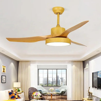 3-Blade Rustic LED Ceiling Fan with Remote - Yellow - Lighting > lights Fans