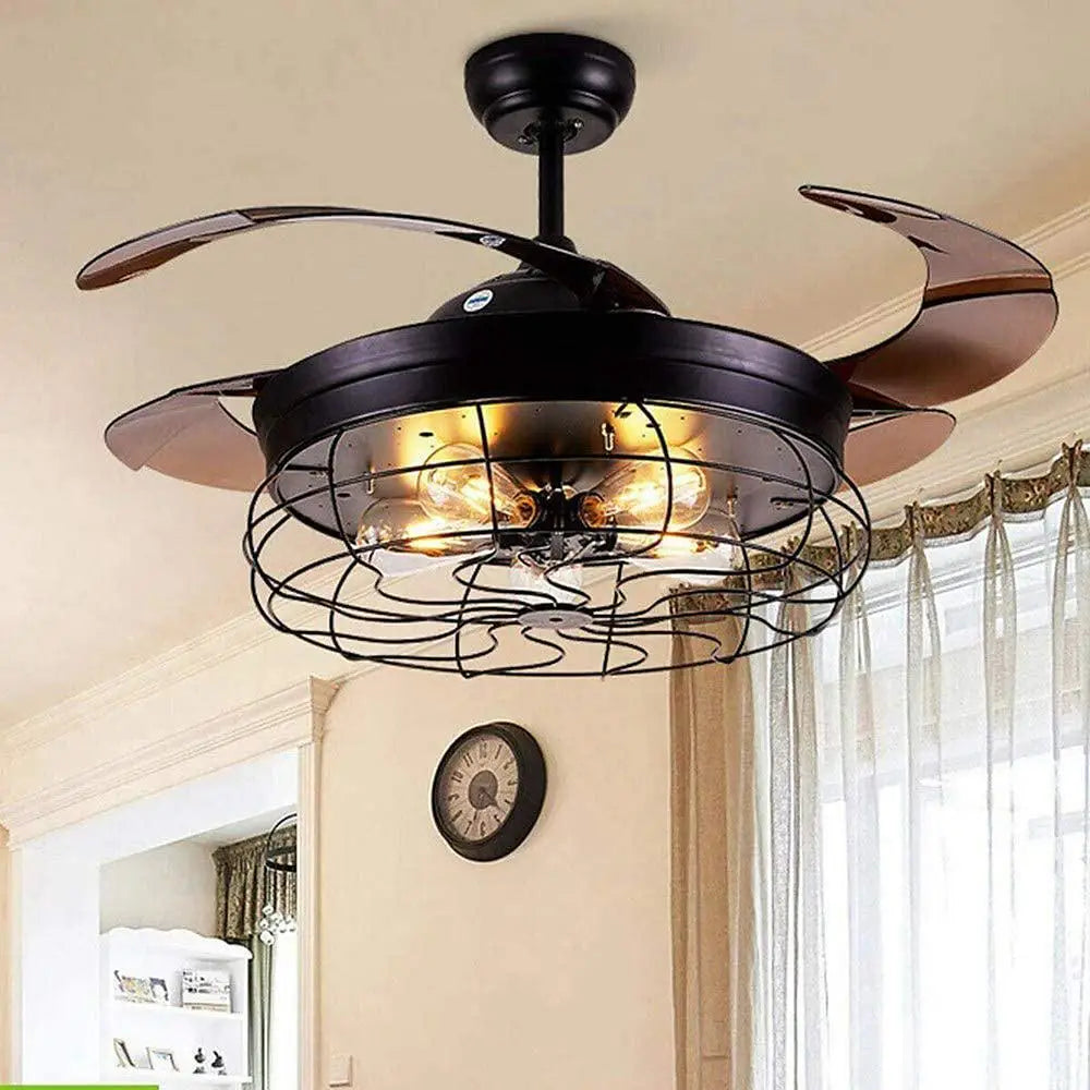 3 - Bladed Farmhouse Retractable Chandelier Ceiling Fan - Lighting > lights Fans