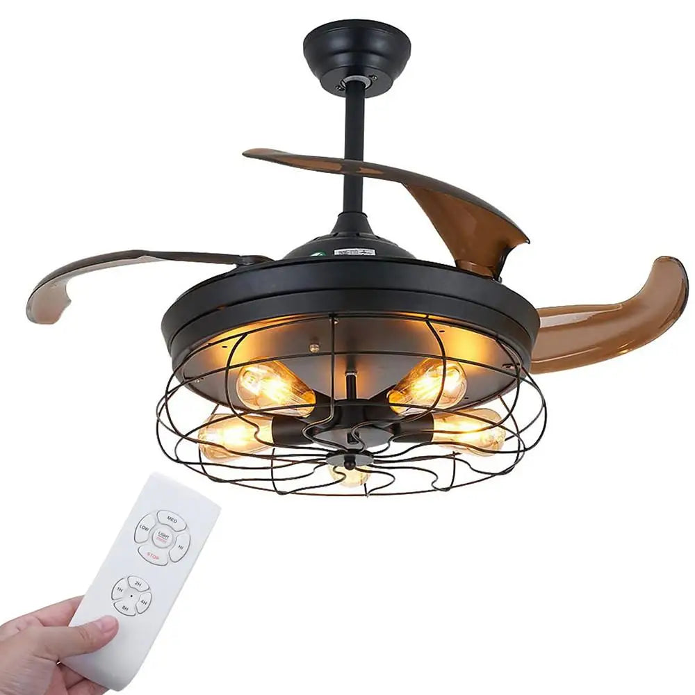 3 - Bladed Farmhouse Retractable Chandelier Ceiling Fan - Lighting > lights Fans