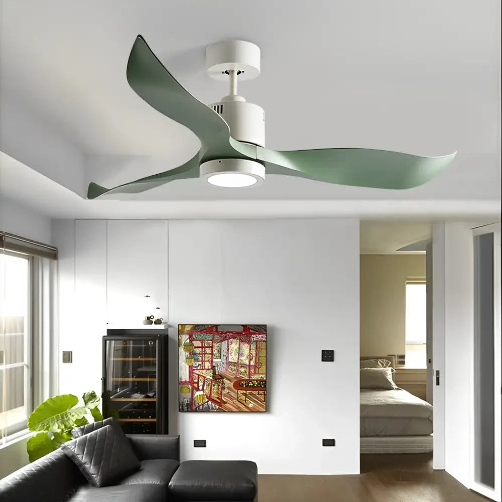 3 Blades LED Nordic Ceiling Fan with Remote and Light - Green - Lighting > lights Fans