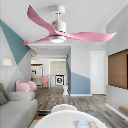 3 Blades LED Nordic Ceiling Fan with Remote and Light - Pink - Lighting > lights Fans