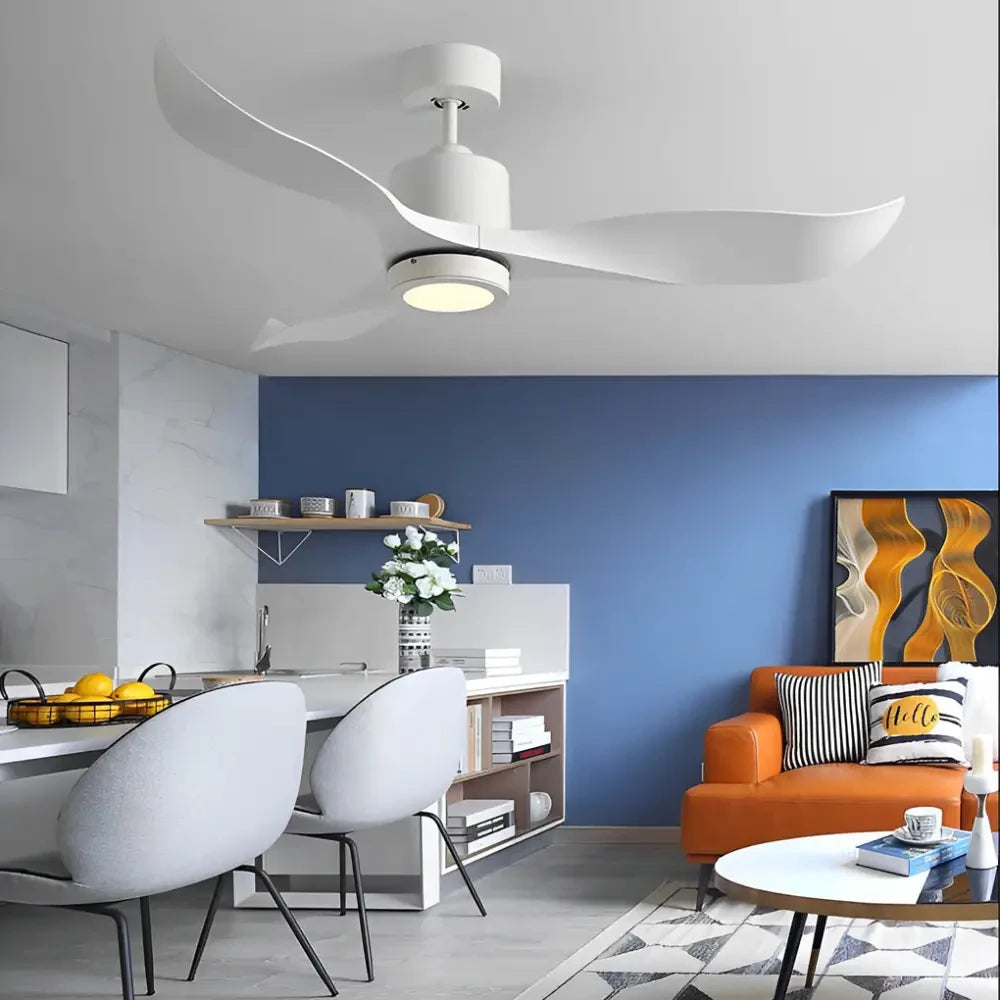 3 Blades LED Nordic Ceiling Fan with Remote and Light - White - Lighting > lights Fans