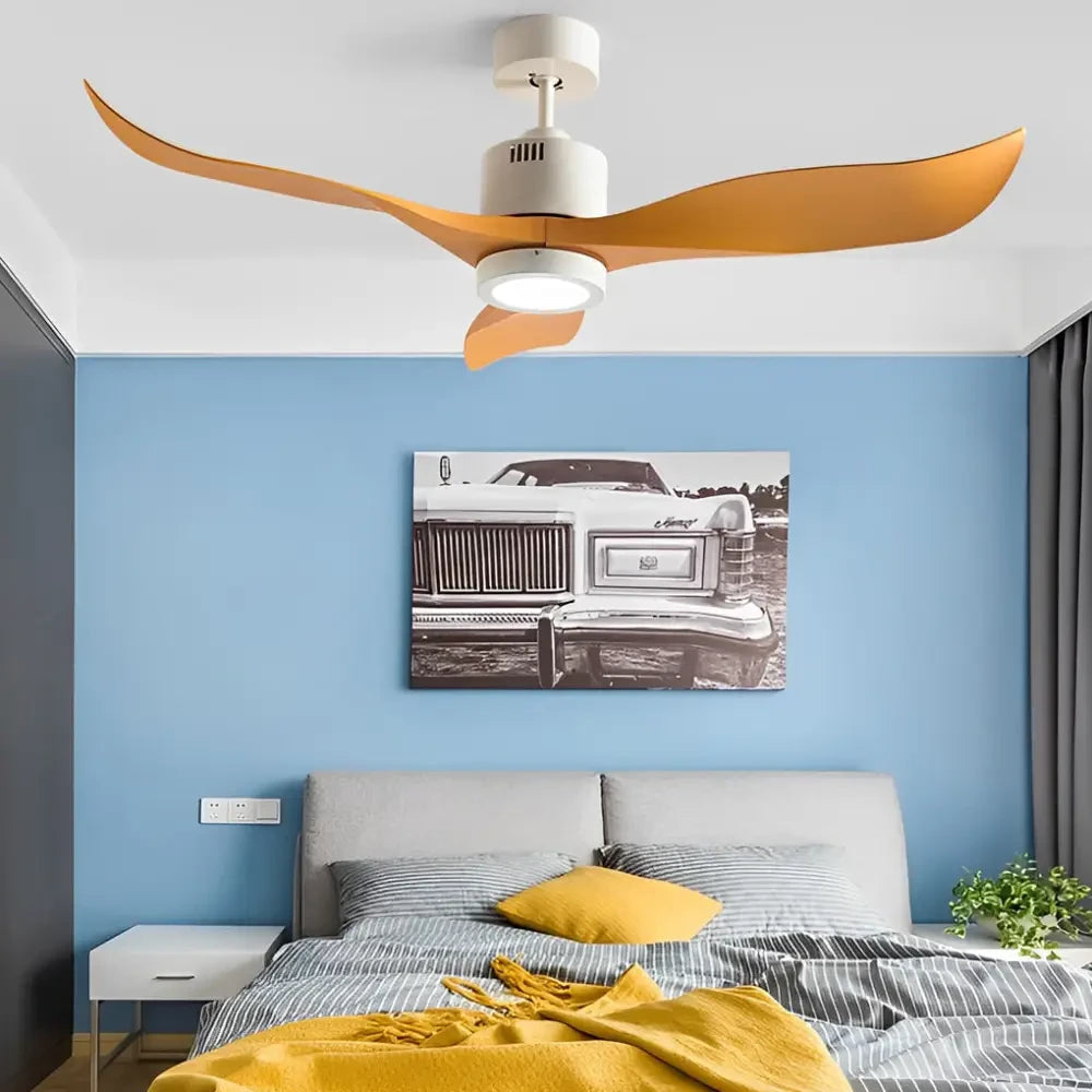 3 Blades LED Nordic Ceiling Fan with Remote and Light - Yellow - Lighting > lights Fans