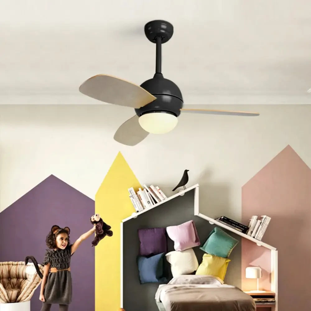 36’ Nordic Minimalist LED Ceiling Fan Light with Remote - Black - Lighting > lights Fans