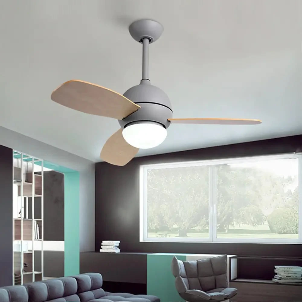 36’ Nordic Minimalist LED Ceiling Fan Light with Remote - Gray - Lighting > lights Fans