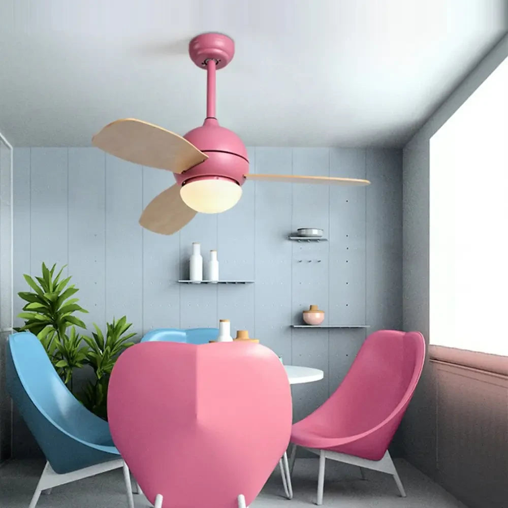 36’ Nordic Minimalist LED Ceiling Fan Light with Remote - Pink - Lighting > lights Fans