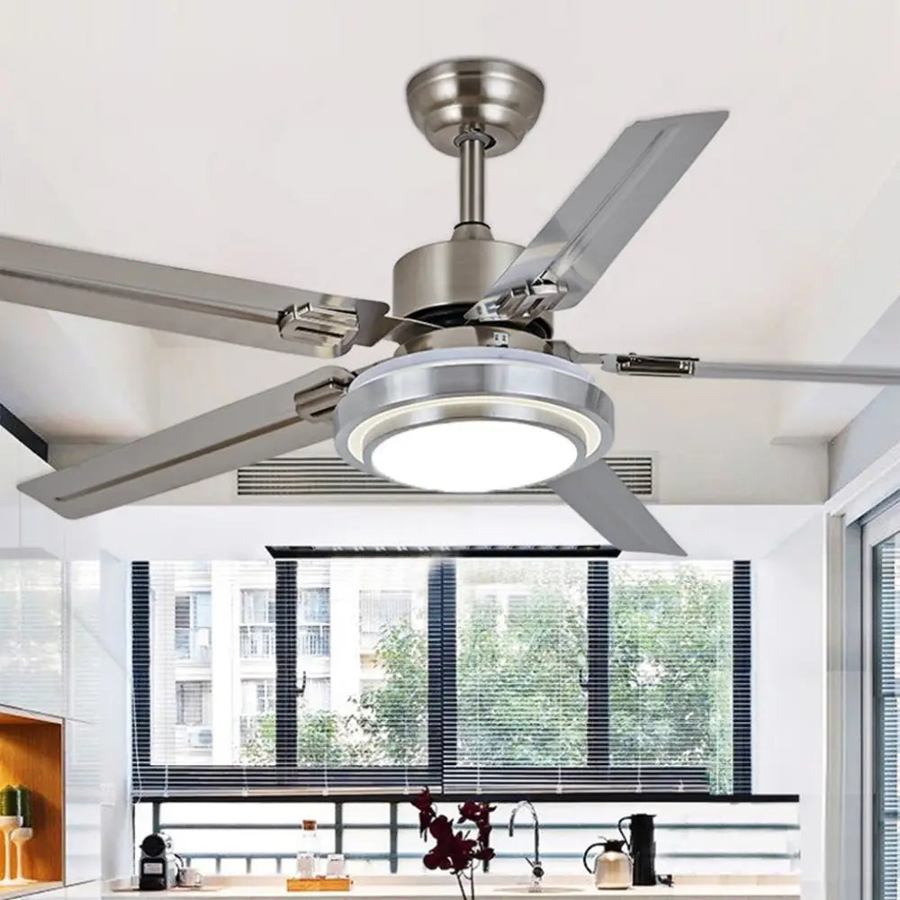 52 Inch Nordic Remote Control Ceiling Fan Light - Silver / 52’’/132.08cm Lighting >