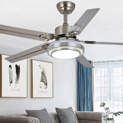 52 Inch Nordic Remote Control Ceiling Fan Light - Silver / 52’’/132.08cm Lighting >