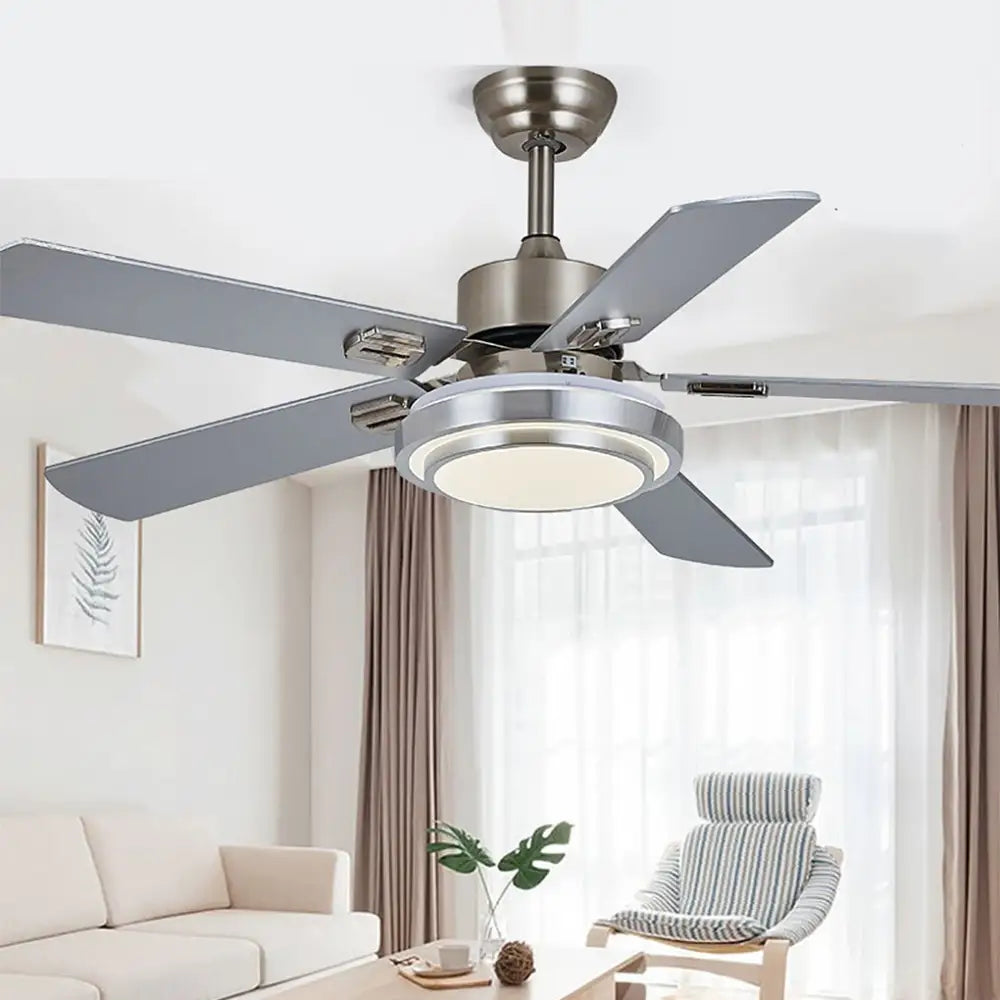 52 Inch Nordic Remote Control Ceiling Fan Light - Silver / 52’’/132.08cm Lighting >