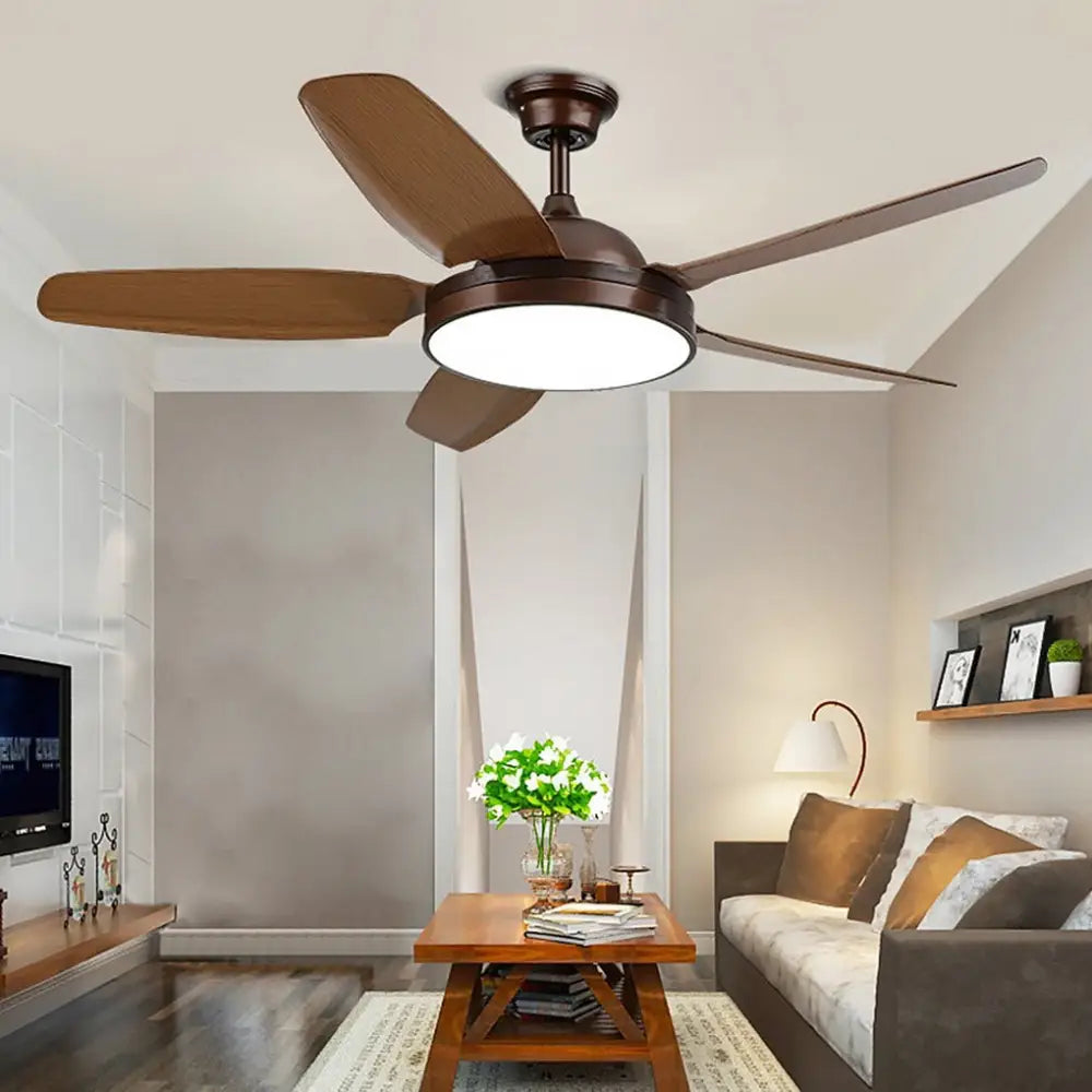 52 Inches LED Wood Blades Ceiling Fan Light with Remote - Lighting > lights Fans