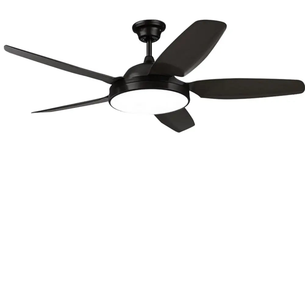 52 Inches LED Wood Blades Ceiling Fan Light with Remote - Black / Lighting > lights Fans