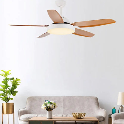 52 Inches LED Wood Blades Ceiling Fan Light with Remote - White / Lighting > lights Fans