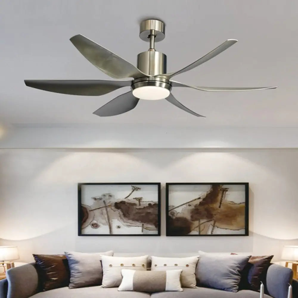 66 Inch Frequency Conversion Silent Ceiling Fan Lamp - Silver / With Light - Lighting >