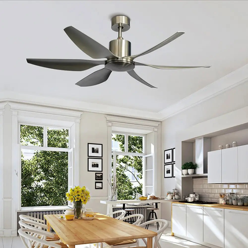 66 Inch Frequency Conversion Silent Ceiling Fan Lamp - Silver / Without Light - Lighting