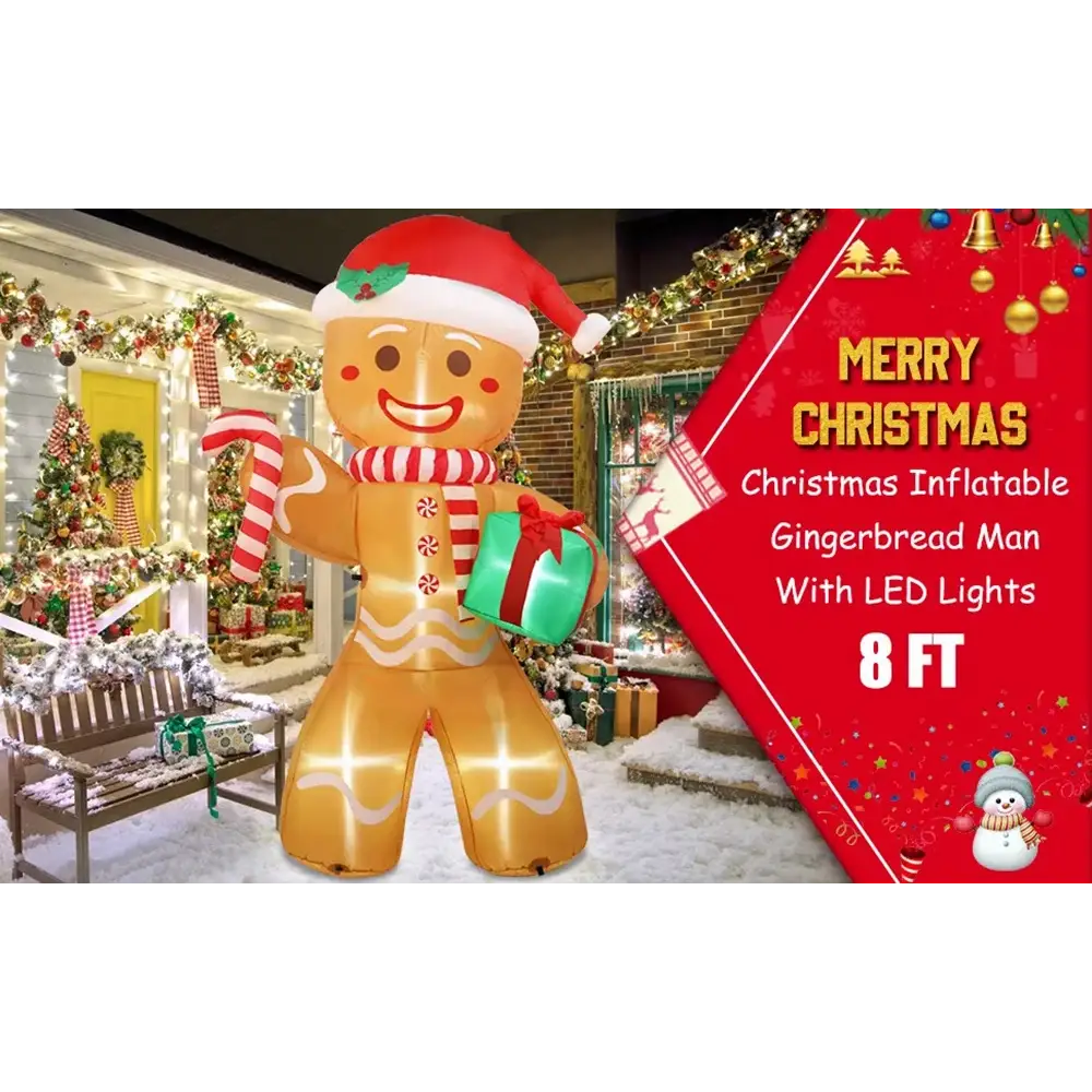 8FT/2.4M Christmas Inflatables Gingerbread Man - Home & Garden > Decor Seasonal Holiday