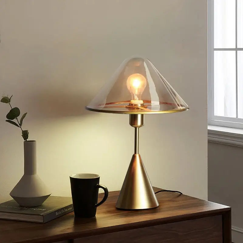 Amber Mushroom Glass Table Lamp with LED Light - Home & Garden > Lighting Lamps