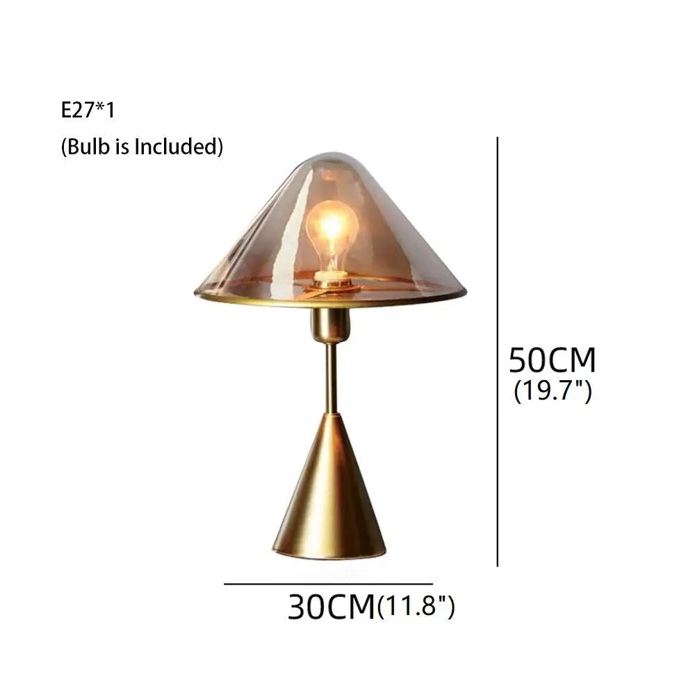 Amber Mushroom Glass Table Lamp with LED Light - Home & Garden > Lighting Lamps