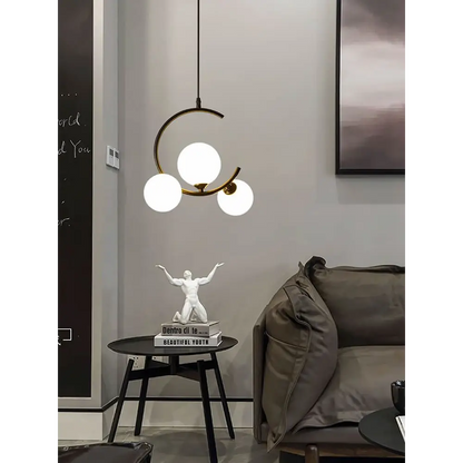 Artsy Iron Ball - Shaped Chandelier for Dining Living - Single / Milky Black Cool Light