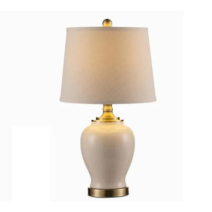 Beige Ceramic Table Lamp with Gold Edge - Lighting > & Floor Lamps