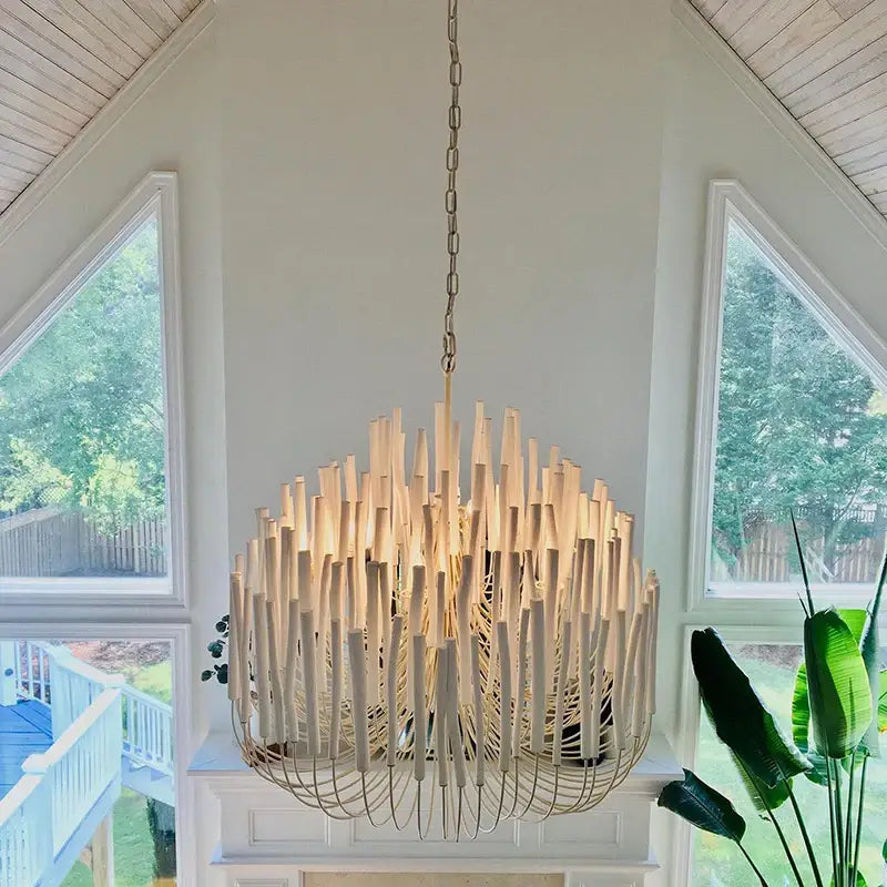 Bohemian Tilda Loft Hanging Wood Chandelier - black chandelier