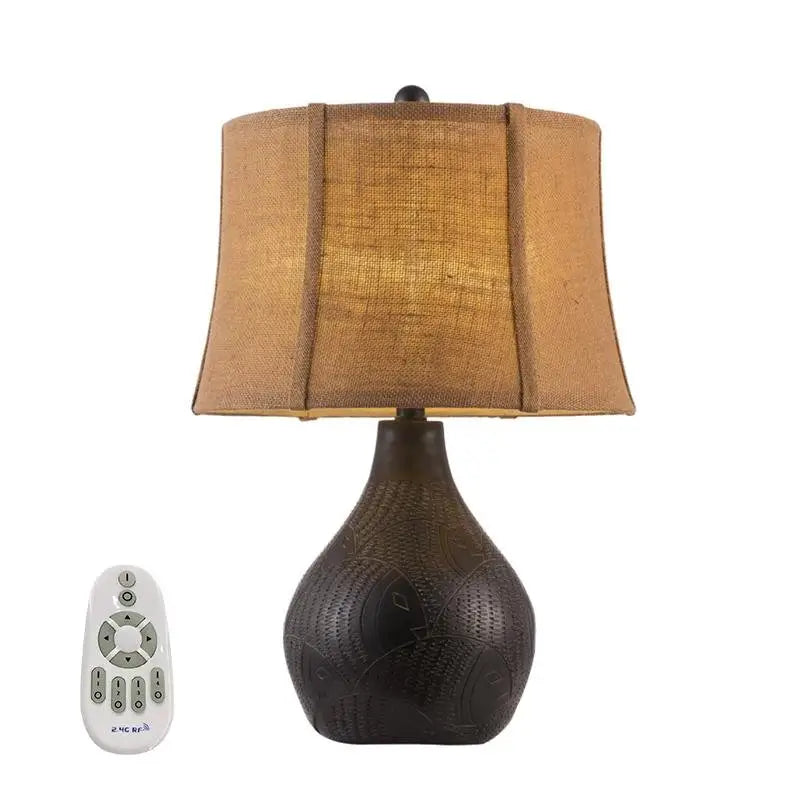 Brown Resin Vintage Textured Vase Table Lamp - Lighting > & Floor Lamps lamps