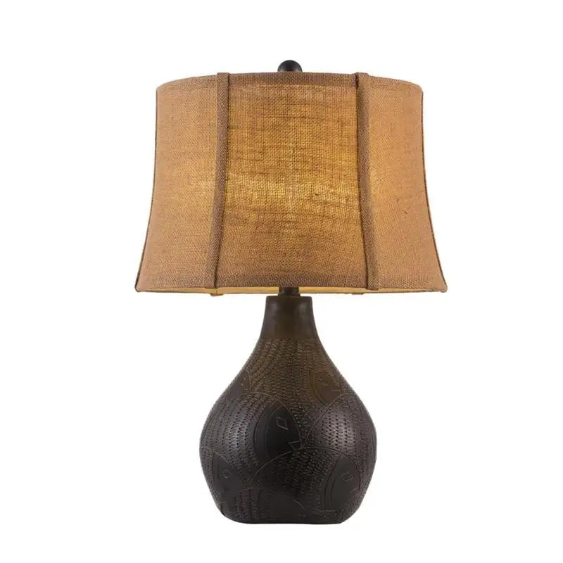 Brown Resin Vintage Textured Vase Table Lamp - Lighting > & Floor Lamps lamps