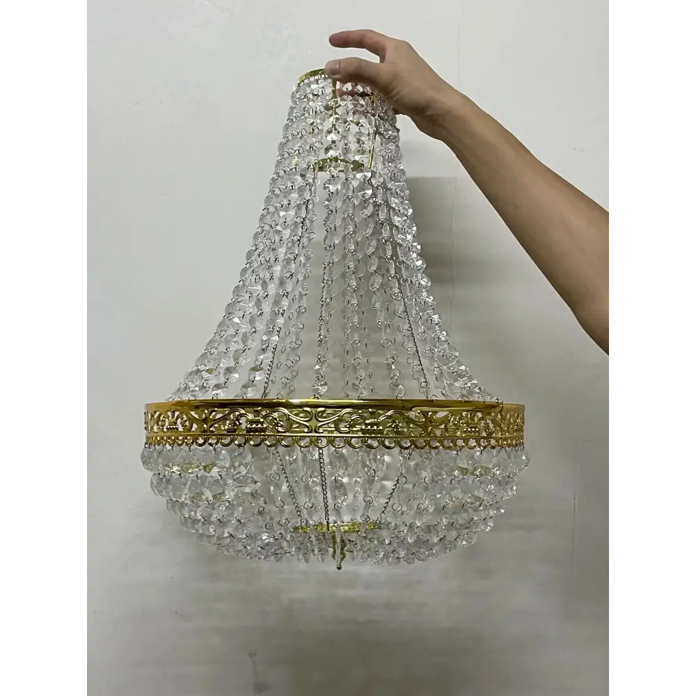 Charlotte Pendant Crystal Chandelier - Gold lampshade - Chandeliers