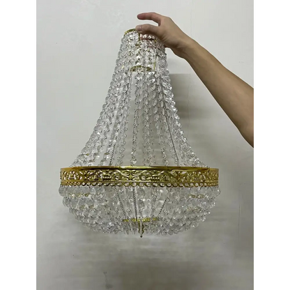 Charlotte Pendant Crystal Chandelier - Gold lampshade - Chandeliers