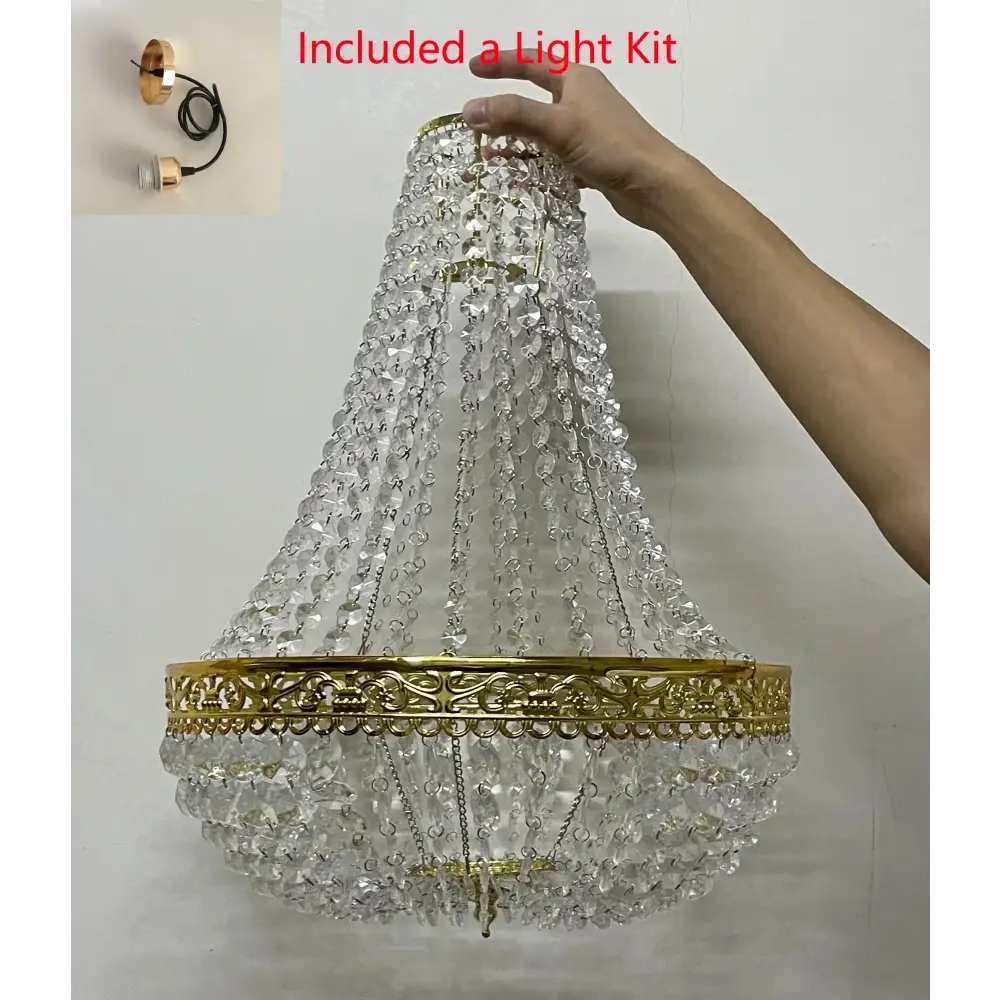 Charlotte Pendant Crystal Chandelier - Gold w light kit - Chandeliers