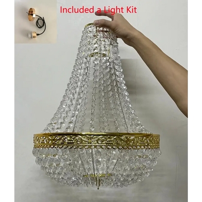 Charlotte Pendant Crystal Chandelier - Gold w light kit - Chandeliers