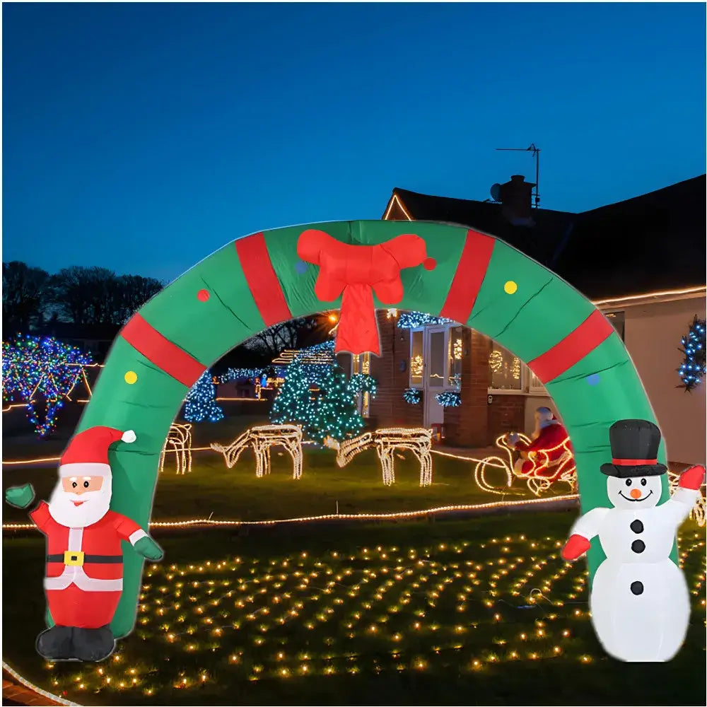 Christmas Inflatable Arch with Santa Claus and Snowman - Home & Garden > Decor Seasonal