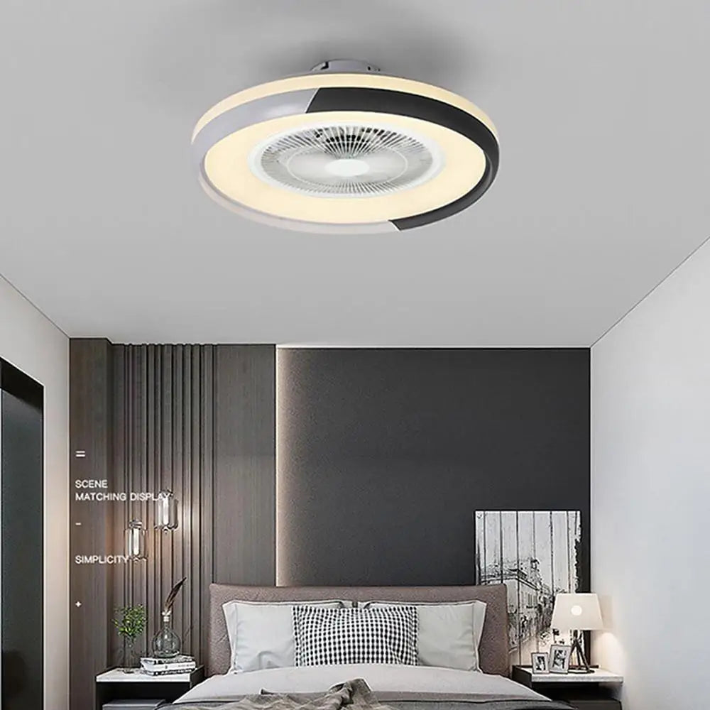 Circular Bladeless Ceiling Fan with Light and Remote - Black Lighting > lights Fans