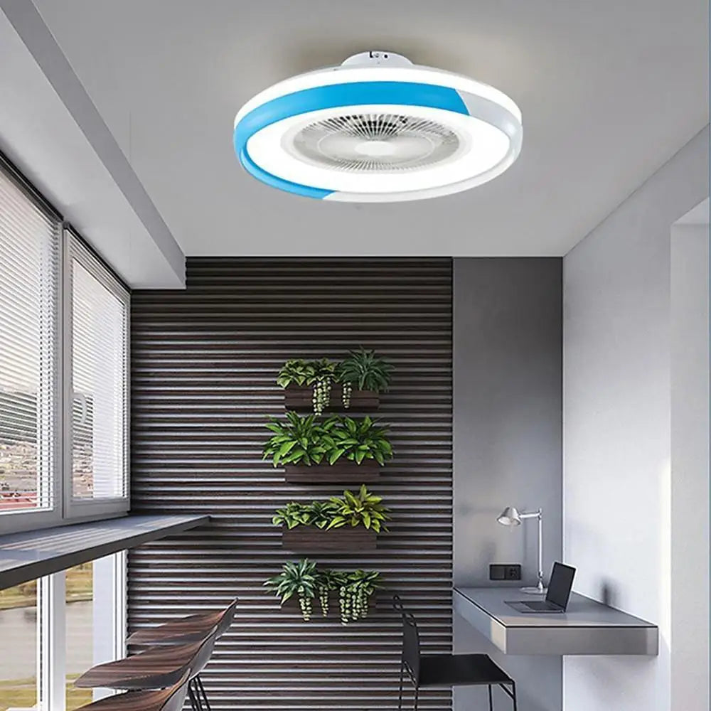 Circular Bladeless Ceiling Fan with Light and Remote - Blue Lighting > lights Fans