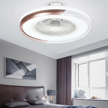 Circular Bladeless Ceiling Fan with Light and Remote - Coffee Lighting > lights Fans