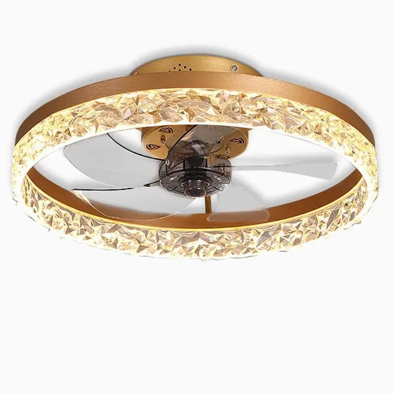 Circular Iron Rustic Ceiling Fan with LED Lights and Remote - Lighting > lights Fans