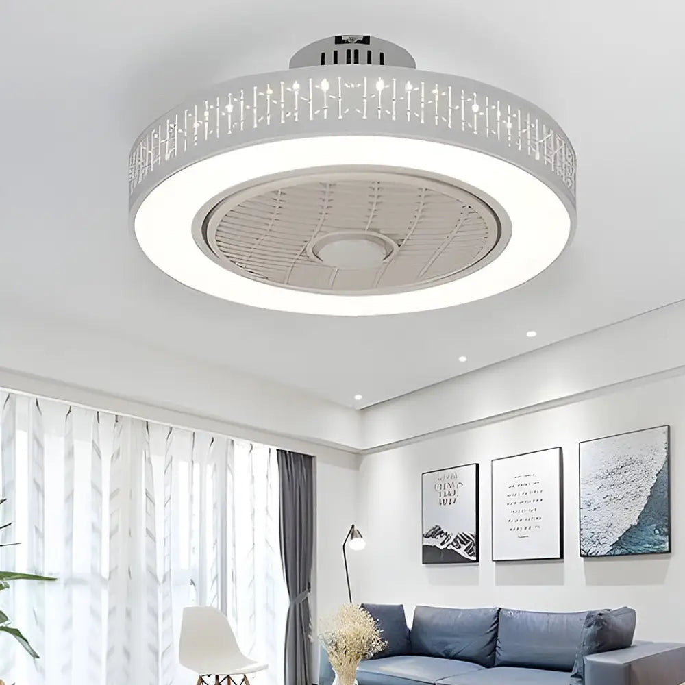 Creative Circular Bladeless Ceiling Fan Light Chandelier - Lighting > lights Fans