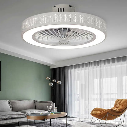 Creative Circular Bladeless Ceiling Fan Light Chandelier - Bamboo - Lighting > lights Fans