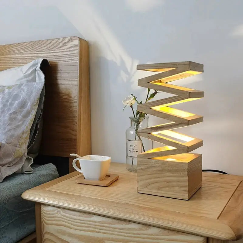 Creative LED Wood Vase Table Lamp for Living Bedroom