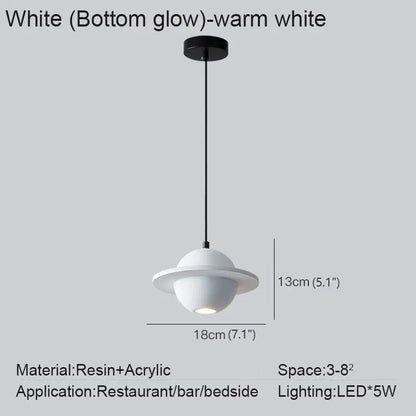 Creative Planet Industrial LED Hanging Pendant Light - White bottom glow / Cold light