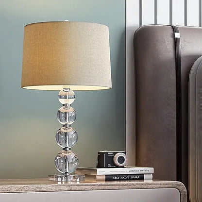 Crystal Bubble Table Lamp with Linen Shade - Lighting > & Floor Lamps