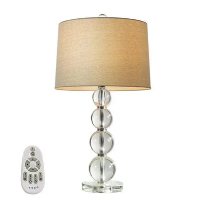 Crystal Bubble Table Lamp with Linen Shade - Lighting > & Floor Lamps