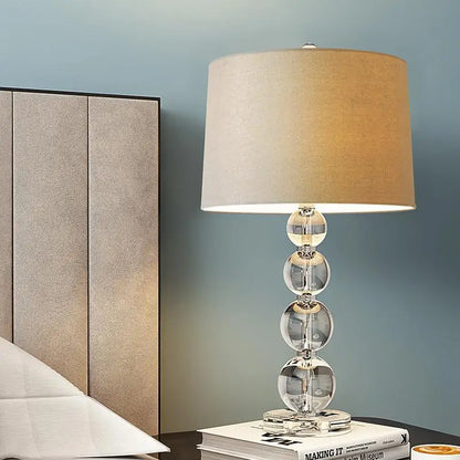 Crystal Bubble Table Lamp with Linen Shade - In-line Lighting > & Floor Lamps