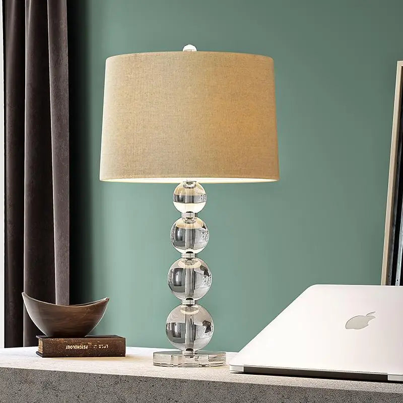 Crystal Bubble Table Lamp with Linen Shade - Remote Control Lighting > & Floor Lamps